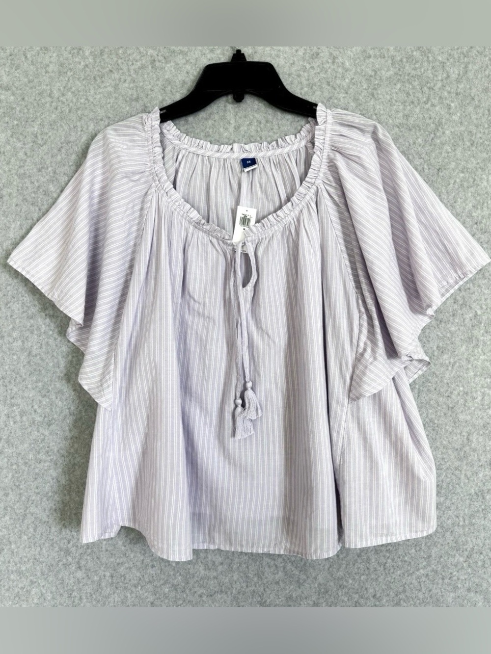 Old Navy Womens Top Size 2X Purple Striped Shirt Short Flutter Sleeves Boho READ